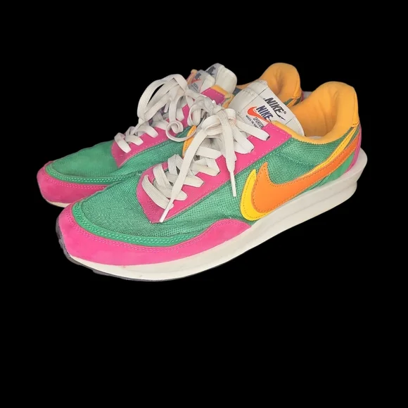 RARE Nike LDWaffle x Sacai BV0073-600 Green  Pink Yellow Orange Men’s Sz 10 - Picture 7 of 8